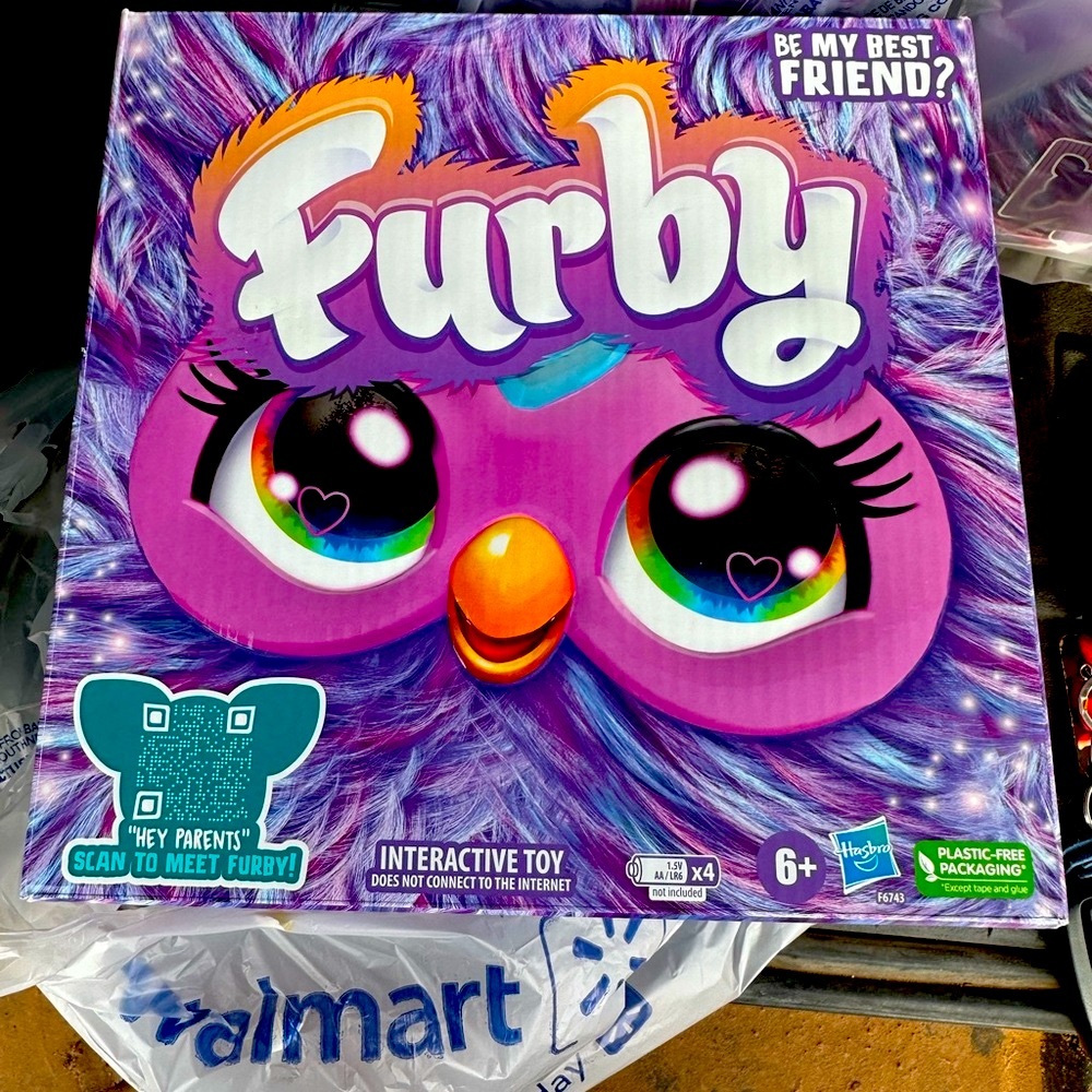 Hasbro Furby Plush Toy Purple and Orange Stuffed Animal